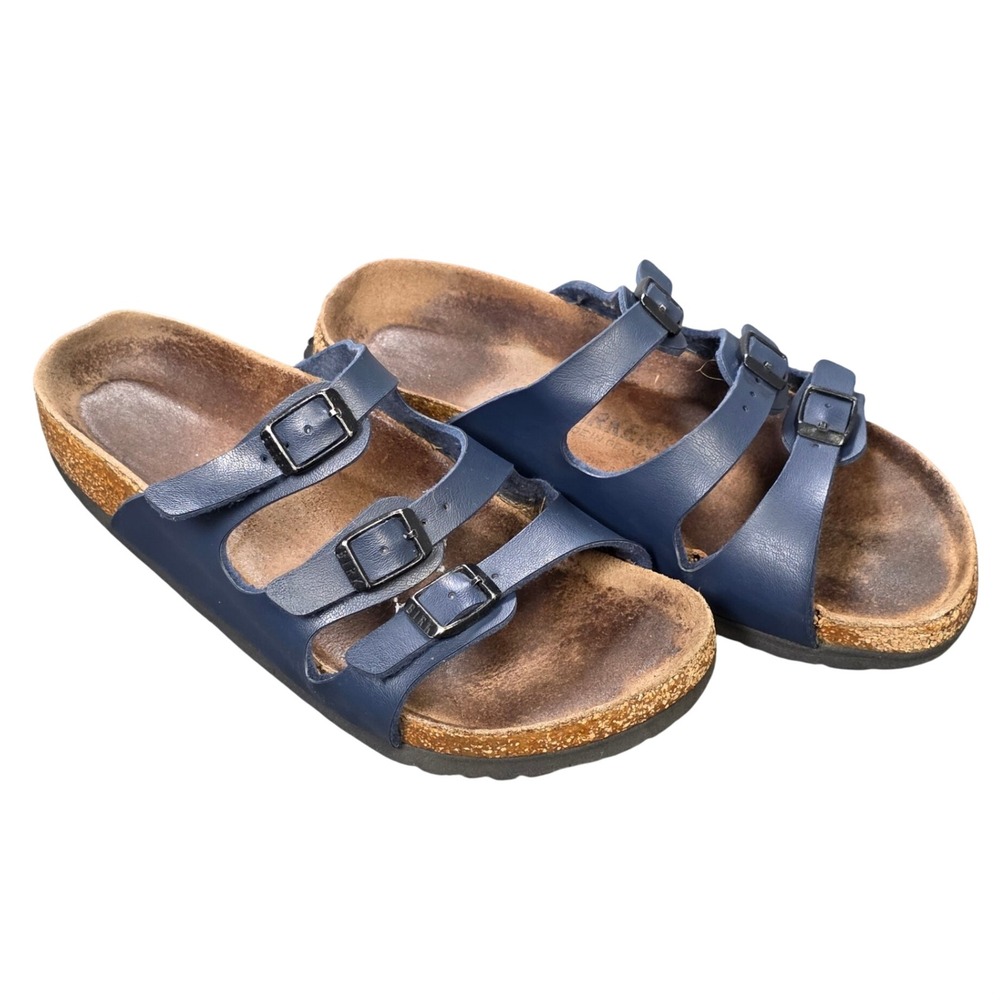 Birkenstock Florida Three Strap Slide Sandals Women's Size 5 EU 36 Navy Blue